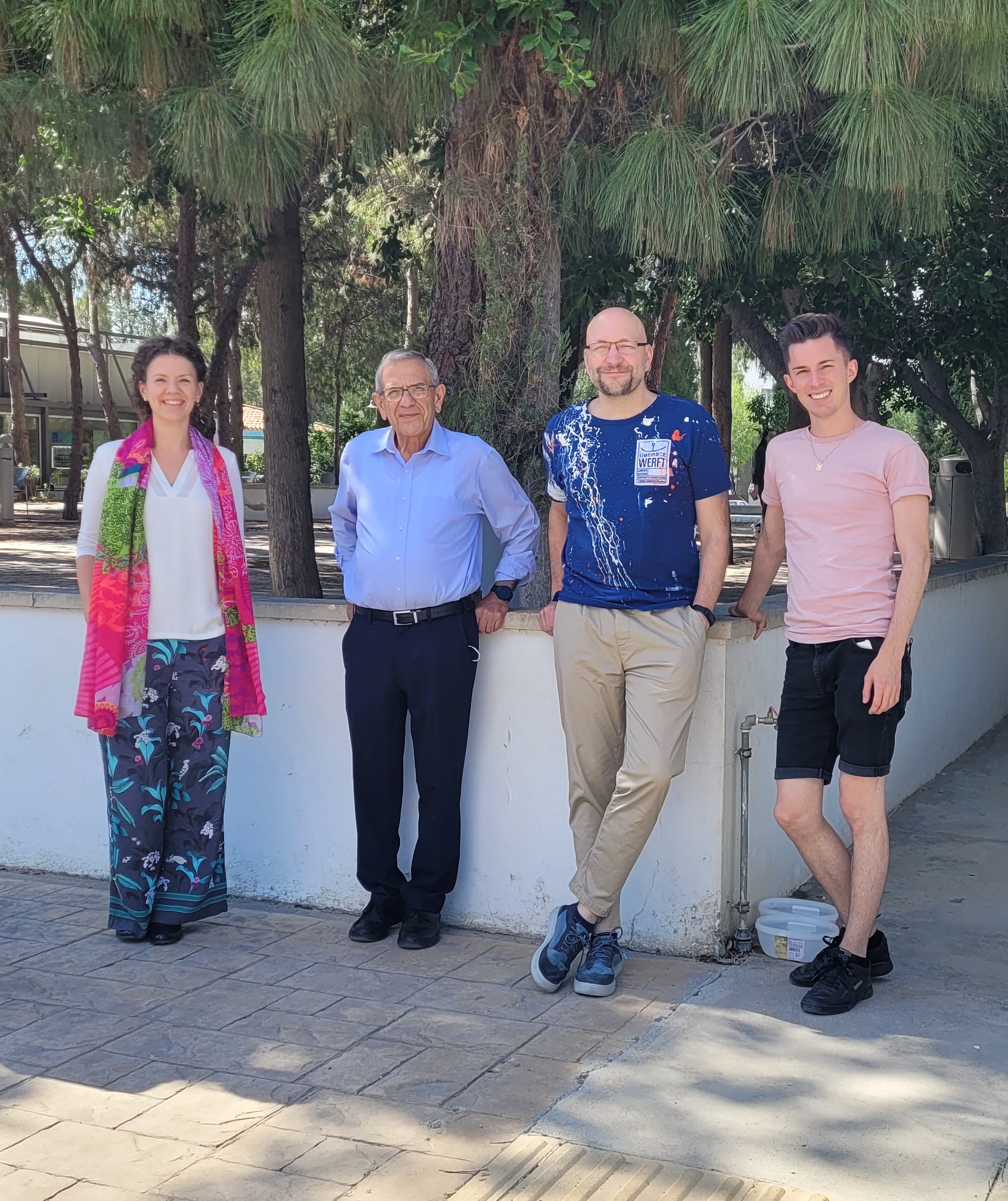 From left to right: Prof. Dr. Maike Schindler, Prof. Dr. Constantinos Christou, Prof. Dr. Achim J. Lilienthal, and Lukas Baumanns. Participants in the meeting, but not pictured, are Prof. Dr. Demetra Pitta-Pantazi and Dr. Eleni Demosthenous.